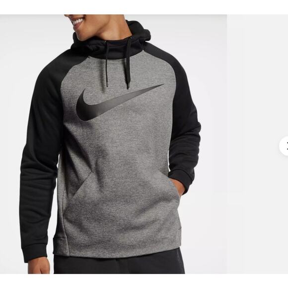 Nike Therma-Fit Hoodie Mens M Pullover Gray Colorblock Microfiber Fleece Stretch - Picture 2 of 11